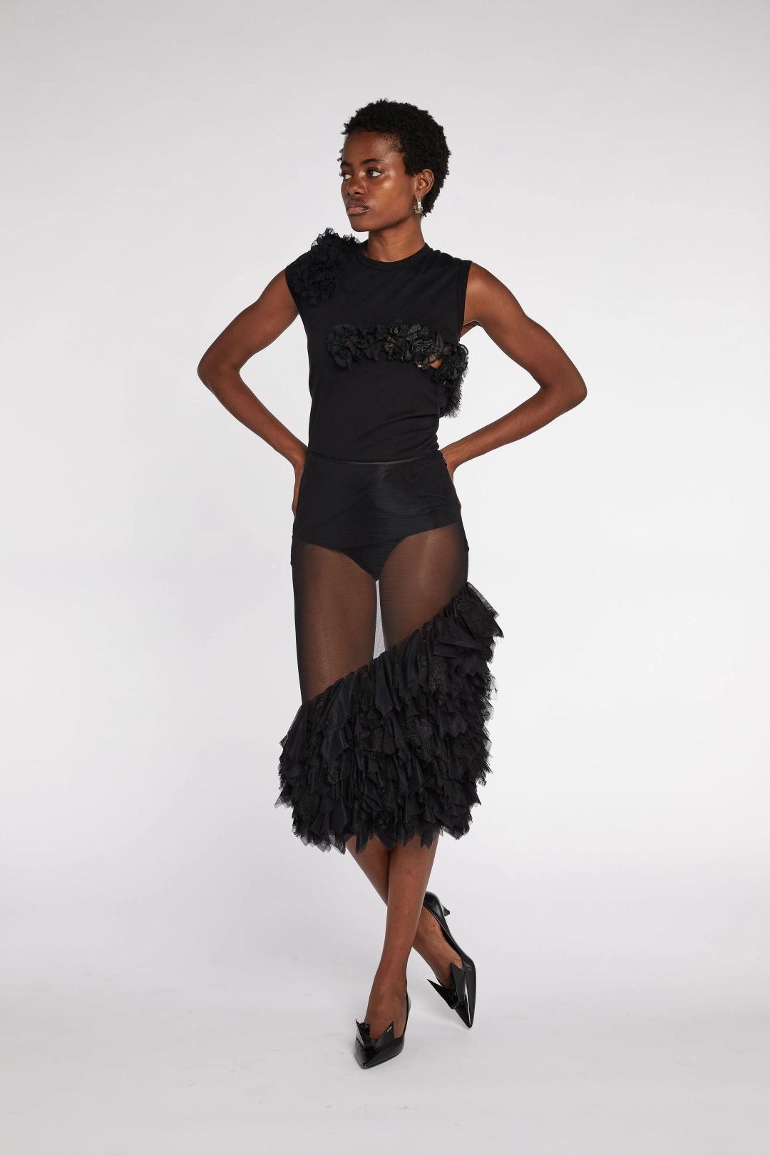 Alexander McQueen Lee Era Sheer Mesh Skirt A/W 2001 by ALEXANDER MCQUEEN in size EU 38 from SKIRTS category