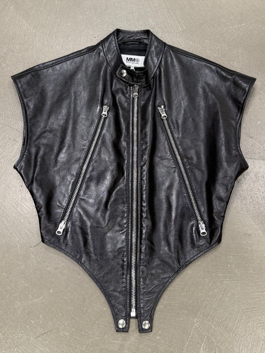 2023 Maison Margiela asymmetric 5-zip leather vest by MAISON MARGIELA in size EU 40 from COATS & JACKETS category