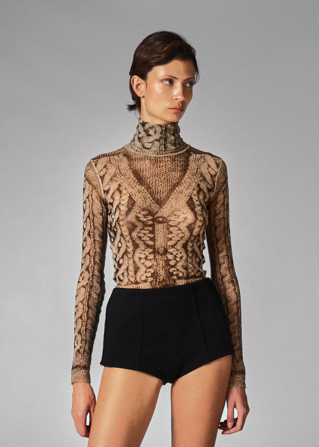 Jean Paul Gaultier Snake-Print Sheer Mesh Top by JEAN PAUL GAULTIER in size XS from TOPS category