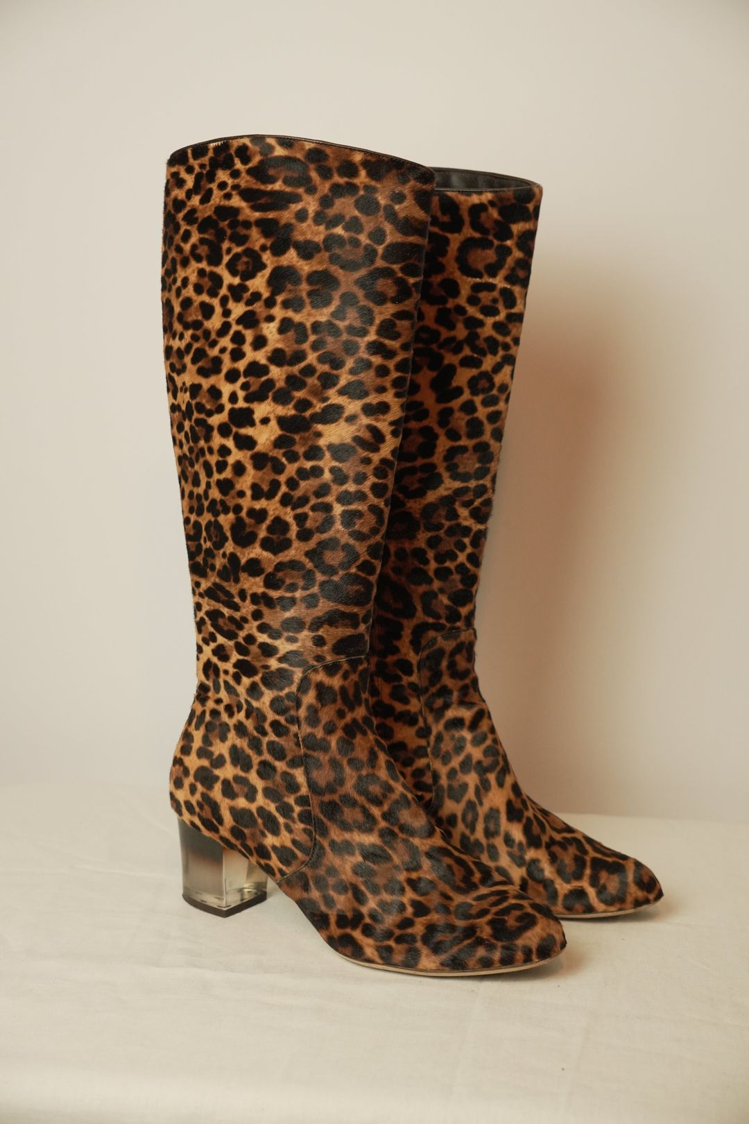 Salvatore Ferragamo Leopard Fur Knee High boots Sz 7 by FERRAGAMO in size ONE SIZE from SHOES category