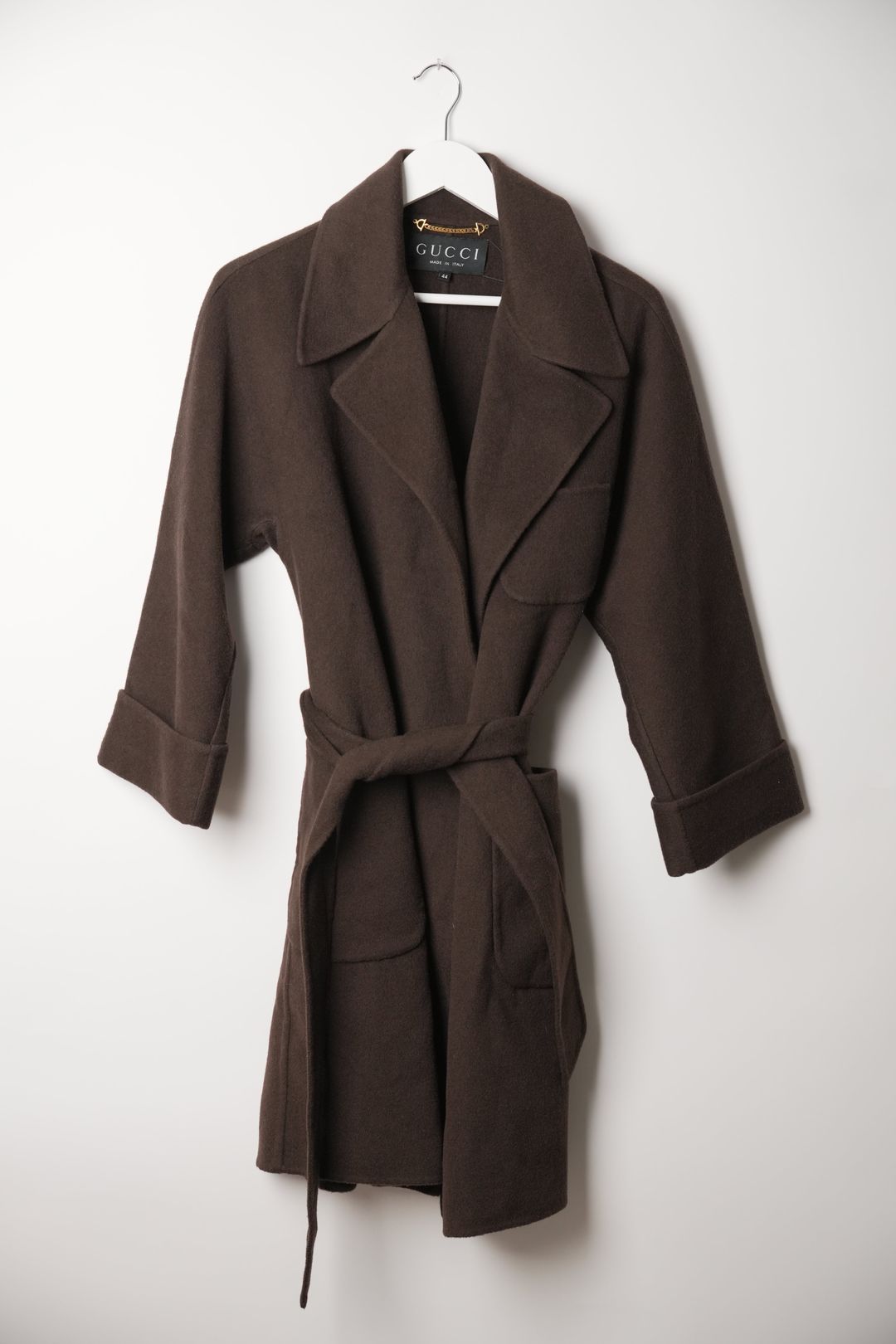 Gucci Brown Wool Wrap Coat by GUCCI in size S from COATS & JACKETS category