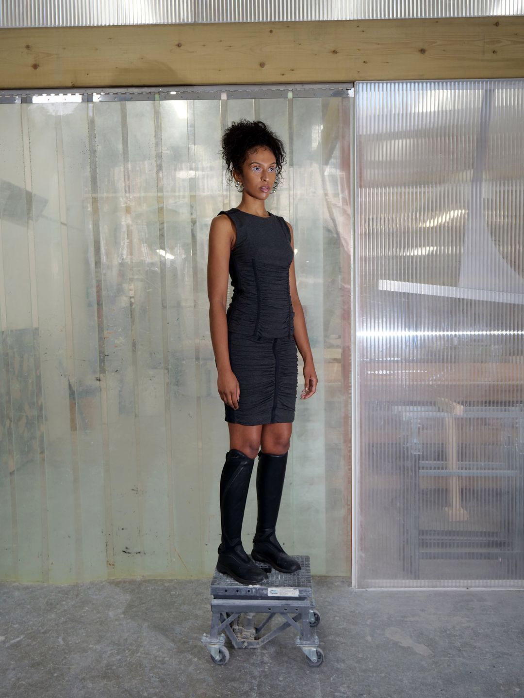 Grey Stretch Pleated Two Piece by D&G in size ONE SIZE from SUITS category