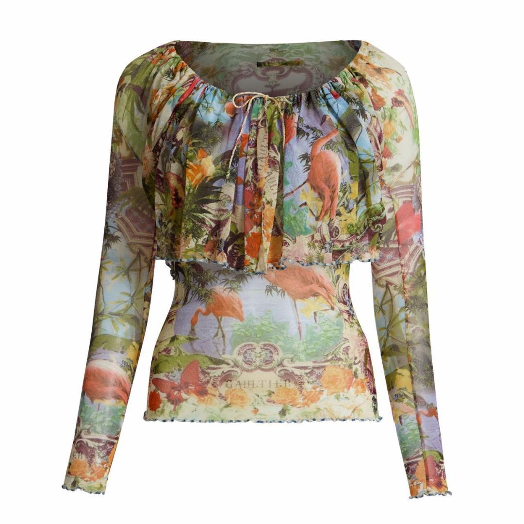 JEAN PAUL GAULTIER FLAMINGO MESH TWO PIECE by JEAN PAUL GAULTIER in size M from TOPS category