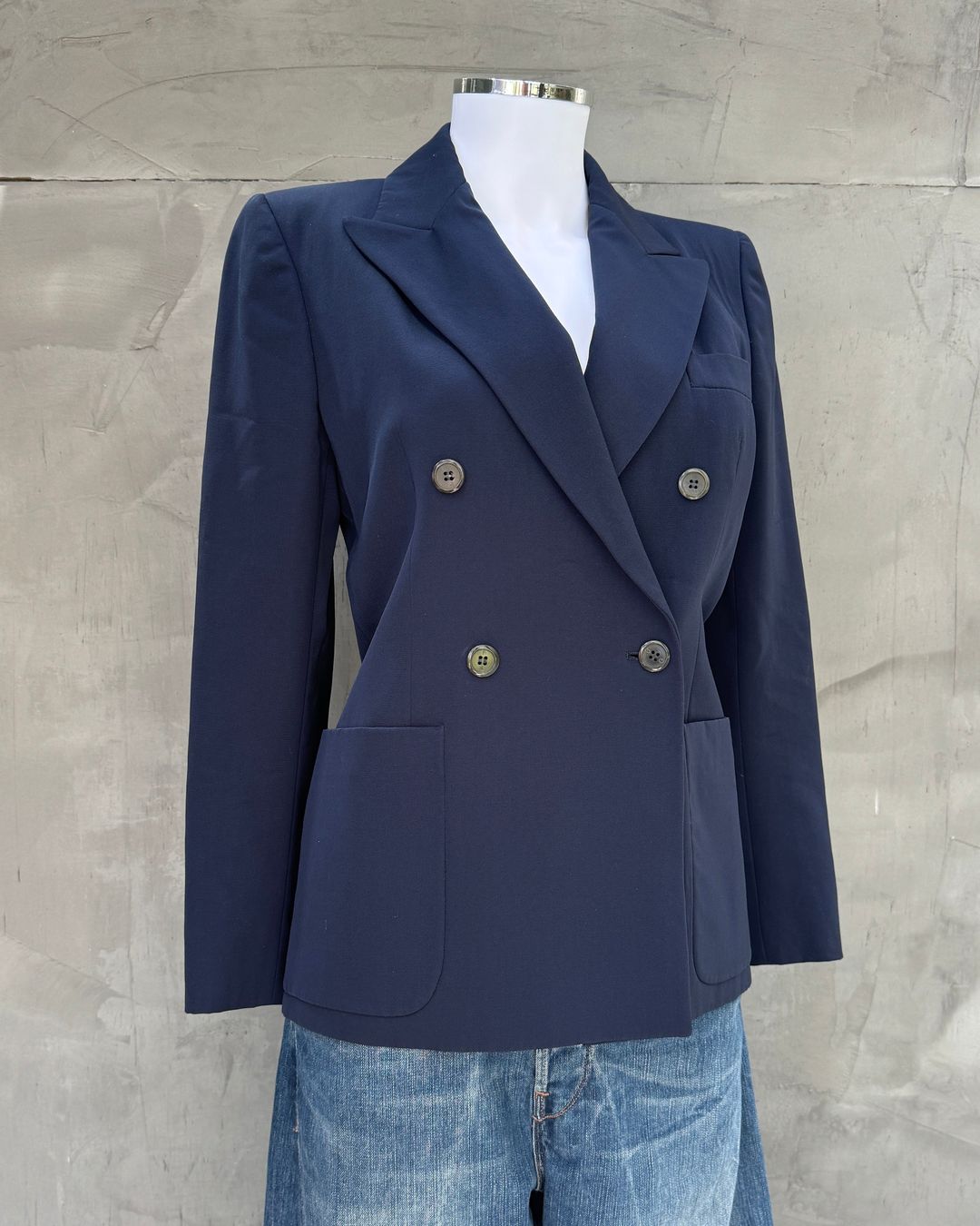 70's Gucci Wool Navy Blazer with Peak Lapels - S by GUCCI in size IT 40 from COATS & JACKETS category