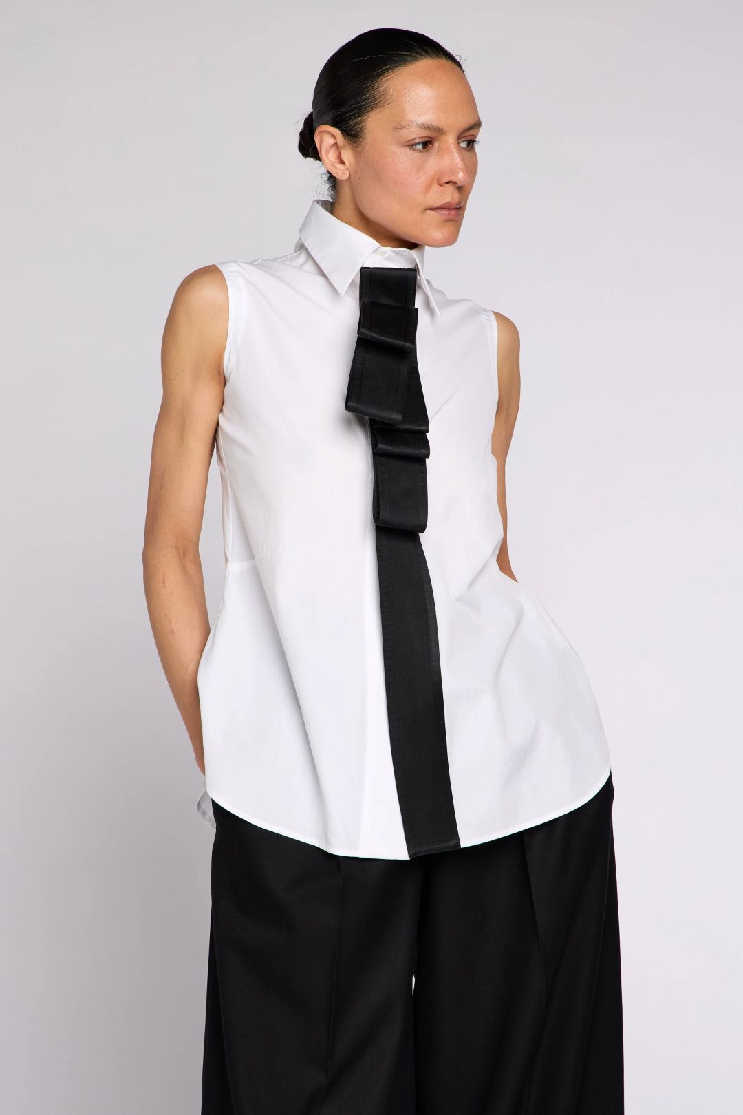 Yohji Yamamoto S/S 2006 White Sleeves Shirt With Black Bow by YOHJI YAMAMOTO in size XS from TOPS category