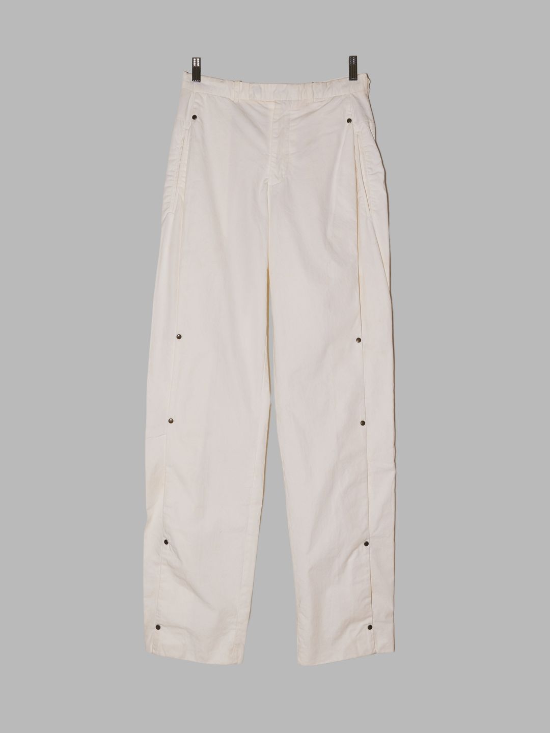 Dirk Schonberger 1990s off-white cotton stud detail pleated trousers - sz 44 by Dirk Schonberger in size XXS from TROUSERS category