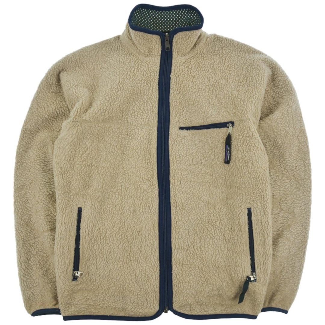 Vintage Patagonia Deep Pile Oatmeal Zip Up Fleece Jacket Size S by PATAGONIA in size S from SPORTSWEAR category