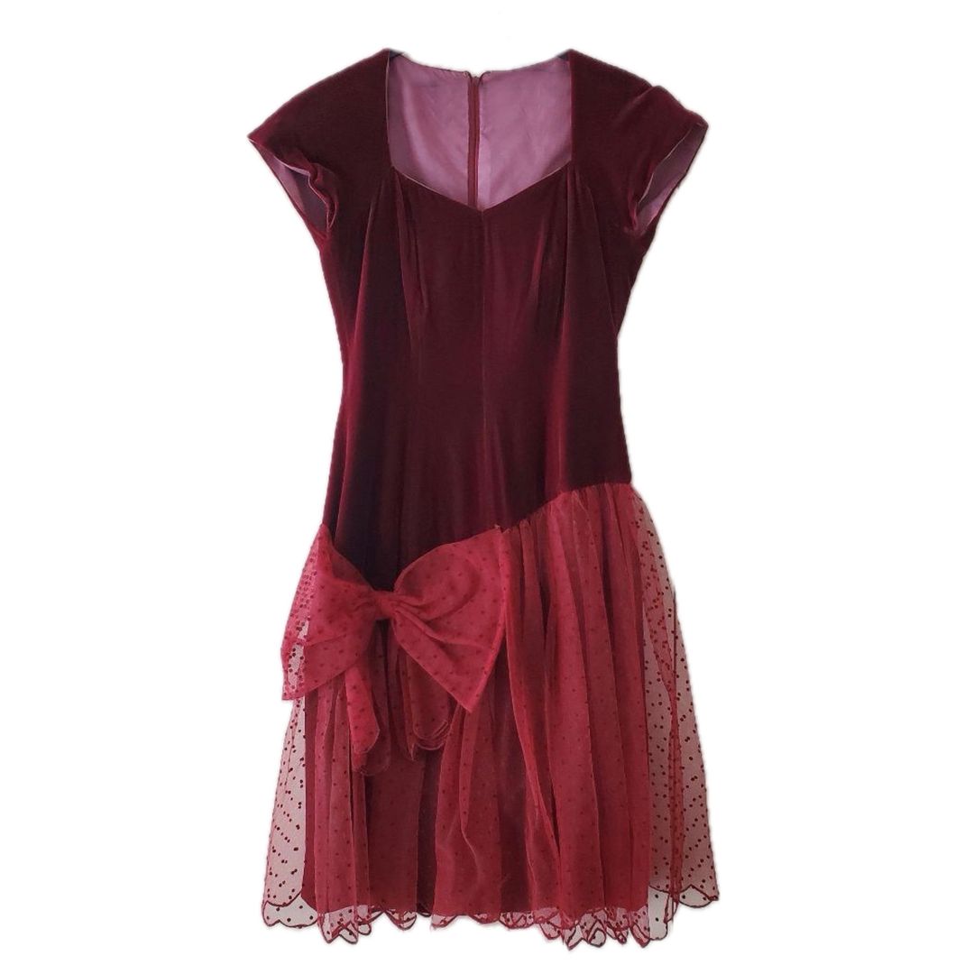 Christian Dior Sless Sweetheart Neckline Velvet Tulle Bow Skirt Dress by DIOR in size M from DRESSES category