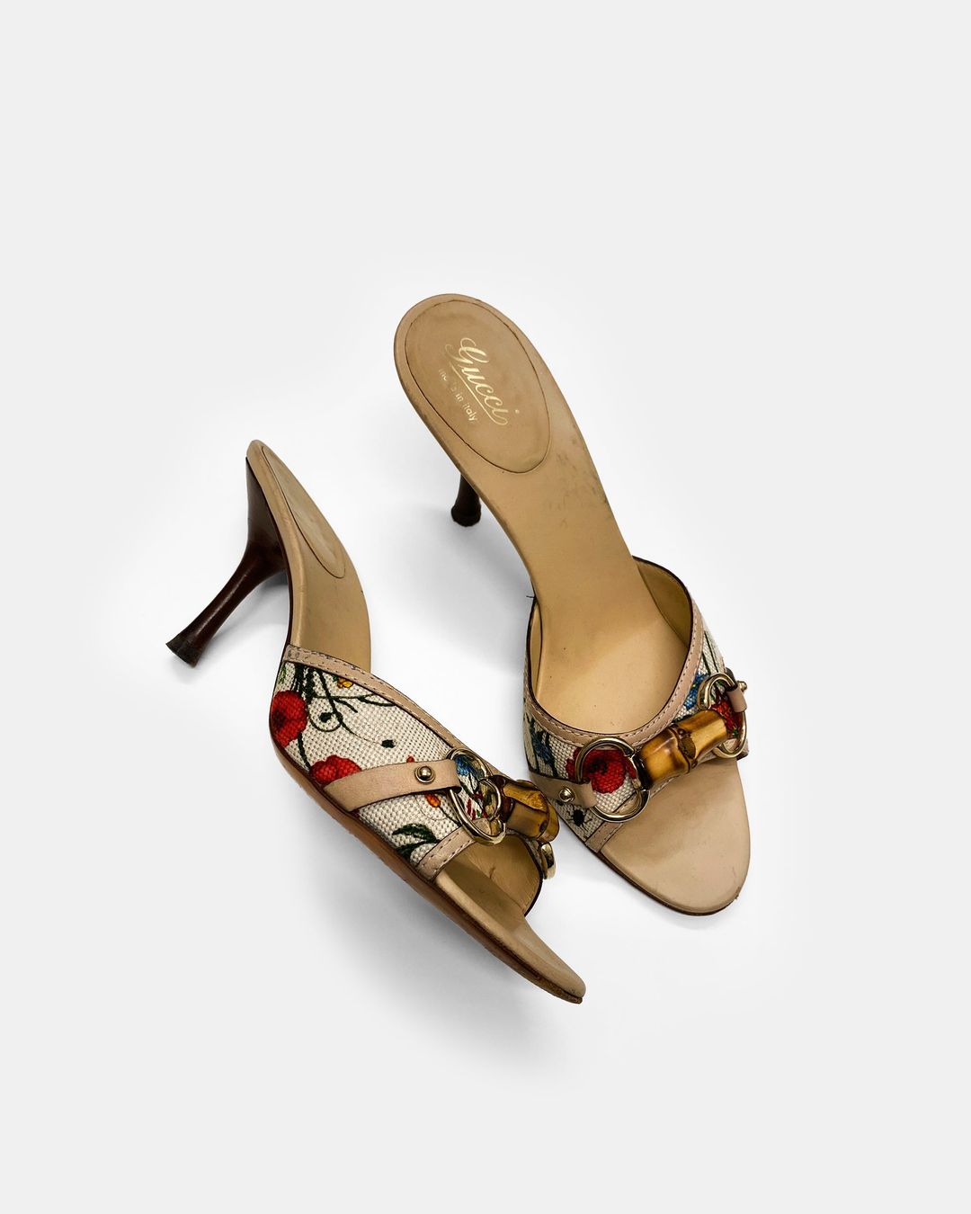 Gucci 2000s Bamboo Horsebit Floral Heels Multicolor by GUCCI in size EU37 from SHOES category