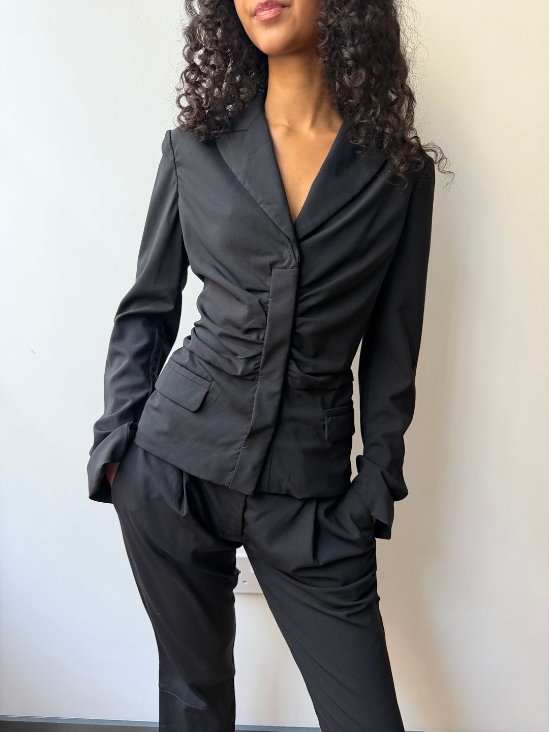 Prada early 2000’s vintage ruched waist fitted trouser suit by PRADA in size IT 40 from trousers category