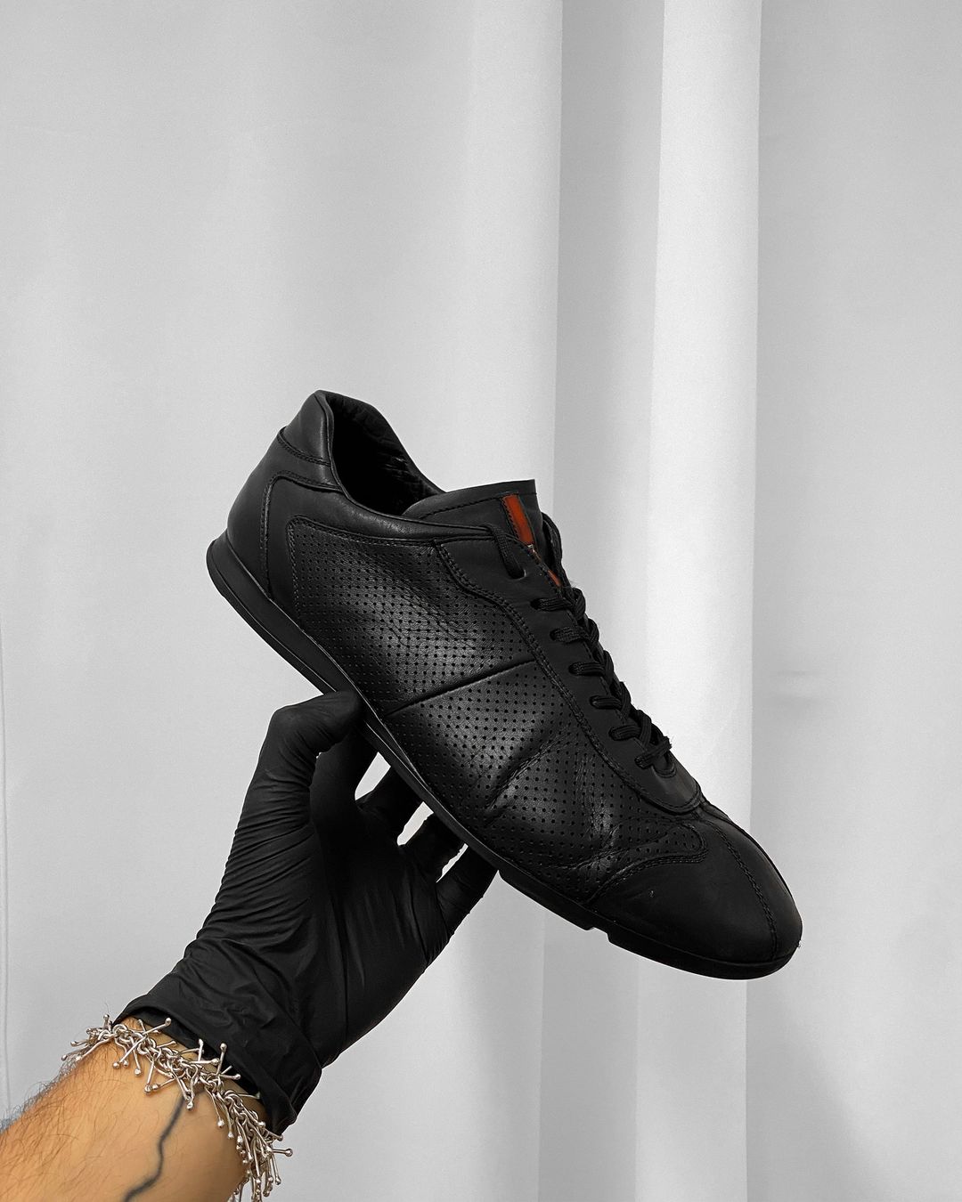 Prada 2000s Perforated Leather Sneaker Black by PRADA in size EU 43 from SHOES category