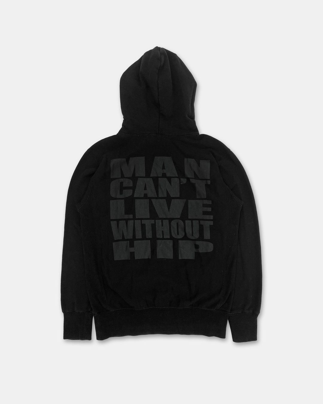 Junya Watanabe Comme des Garçons 2017 Man Can't Live Without Hip Hoodie Black by COMME DES GARÇONS in size S from KNITWEAR category