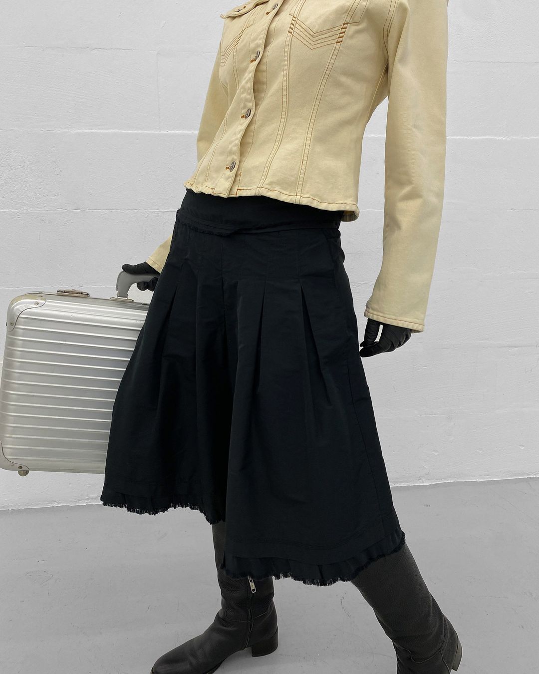 MaxMara 2010s Open Hem Silk Skirt Black by MaxMara in size S from SKIRTS category