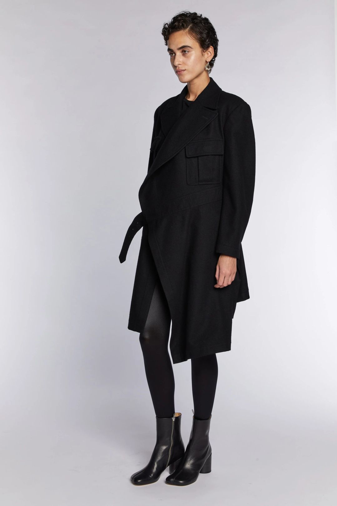 Comme des Garçons Wool Asymmetric Belted Coat A/W 1987 by COMME DES GARÇONS in size M from COATS & JACKETS category