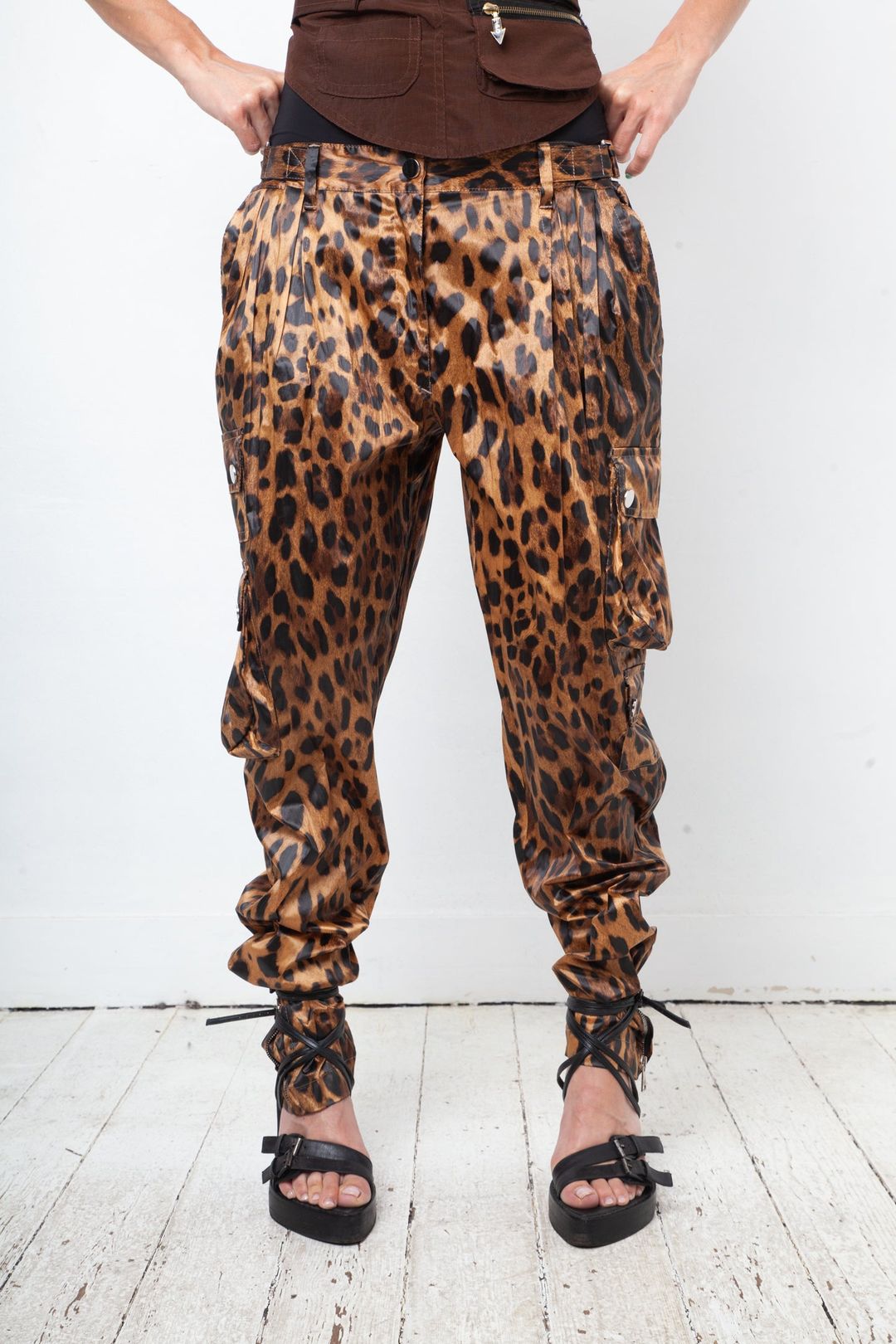 Dolce & Gabbana 2000's satin leopard print cargo pants by DOLCE & GABBANA in size IT 46 from TROUSERS category