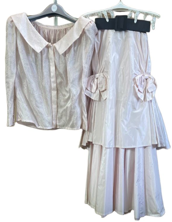 Christian Dior Pink L Button Down Blouse Layered Skirt w Box & Belt Set Suit by DIOR in size AU/UK 8 from SUITS category
