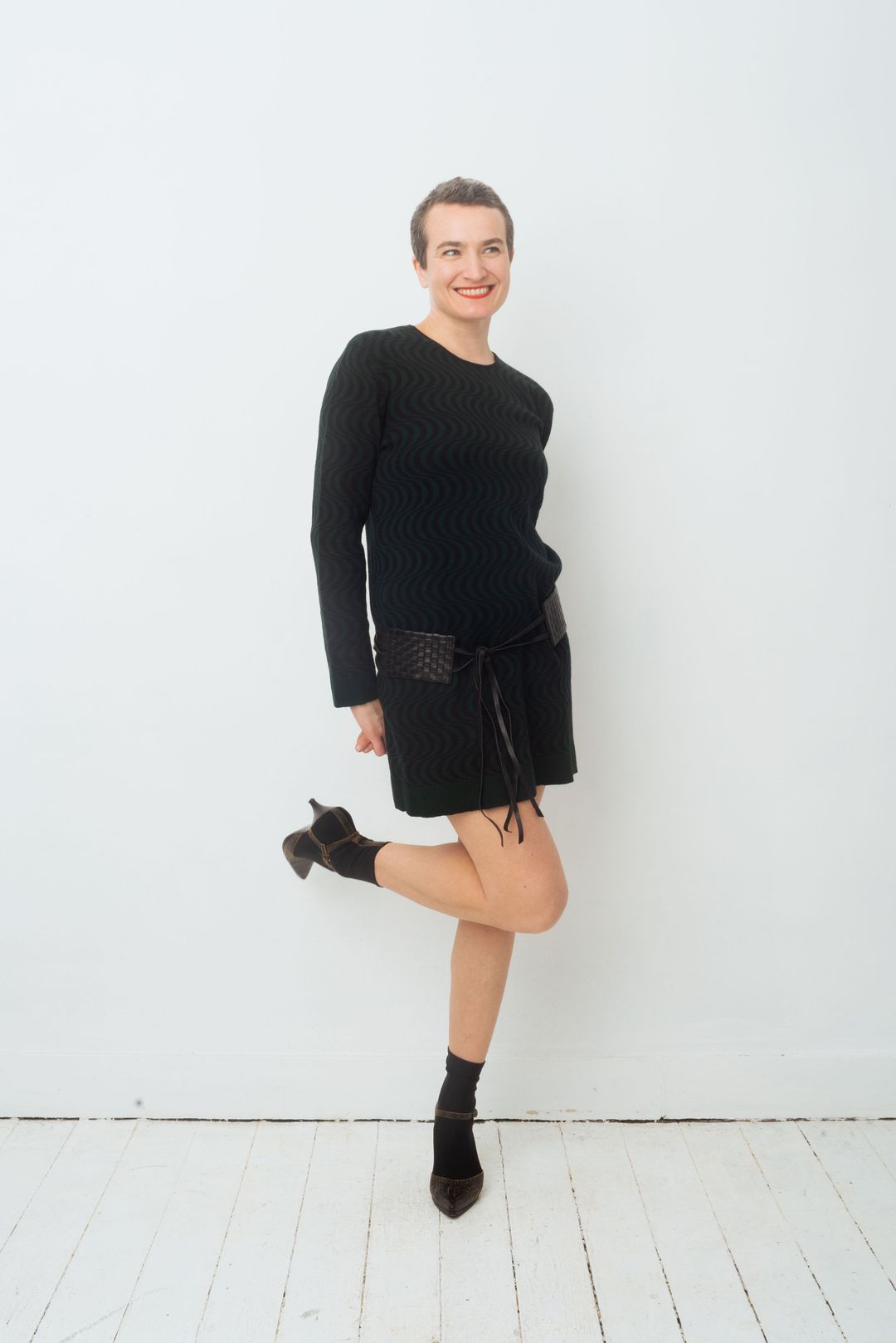 Dries van Noten FW 2014 swirl pattern green and black sweater / dress by DRIES VAN NOTEN in size M from TOPS category