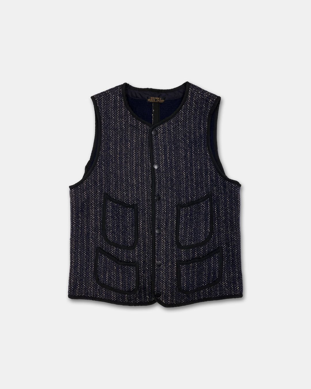 Brown's Beach 2010s Wool Early Vest Navy Stripe by Brown's Beach in size S from TOPS category