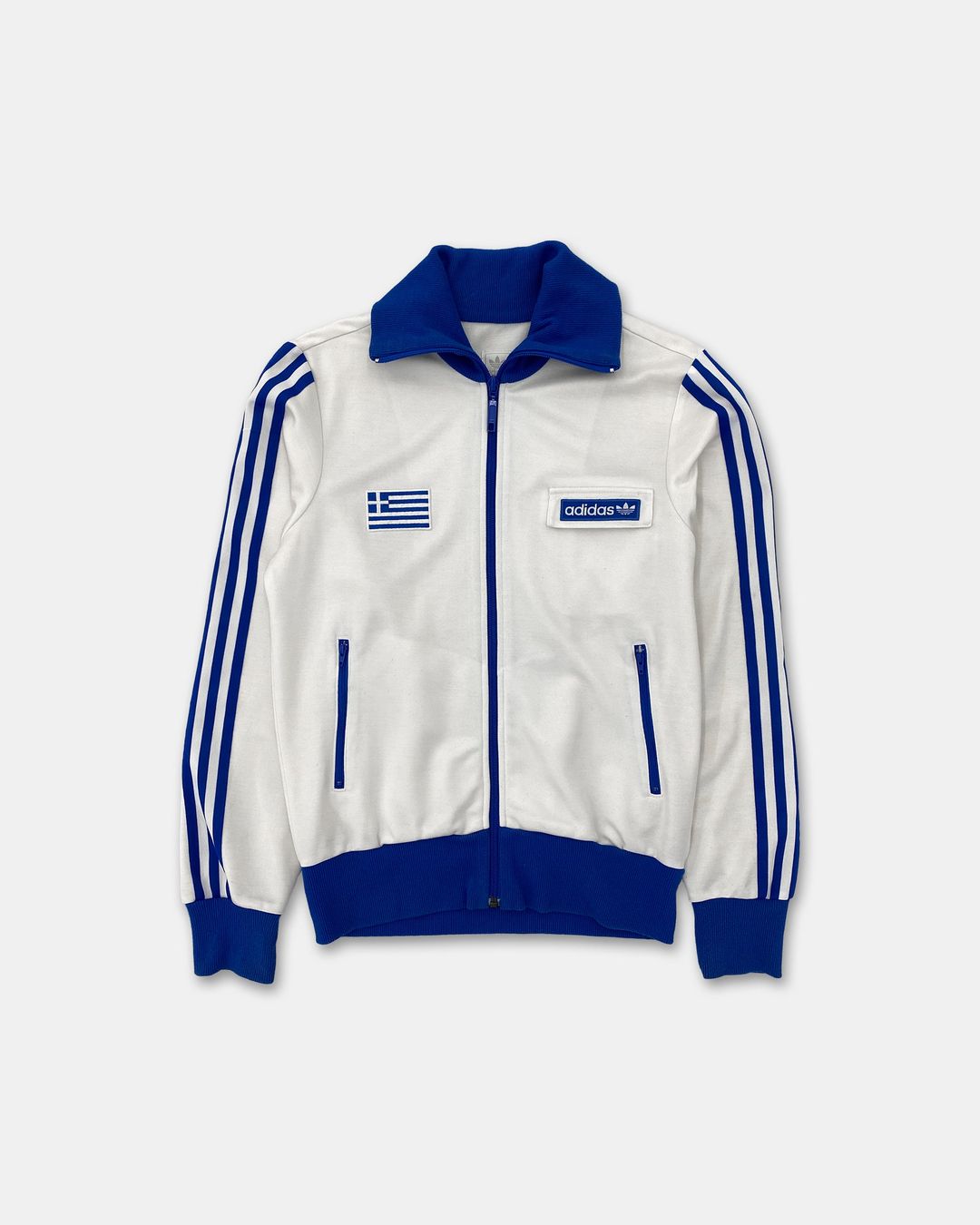 Adidas 2004 Greece Track Jacket White Blue by ADIDAS in size M from COATS & JACKETS category