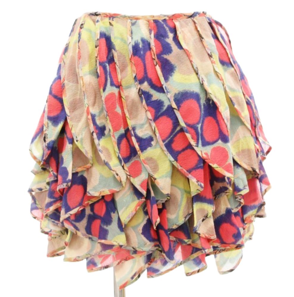 Diane von Furstenberg silk Tie Dye abstract snake ruffle mini skirt by DIANE VON FURSTENBERG in size XS from SKIRTS category