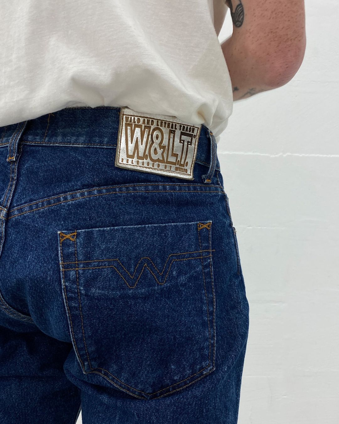 W.&L.T. Walter van Beirendonck by Mustang 1990s Glitter Denim Blue by W.&L.T. Walter van Beirendonck in size L from DENIM category