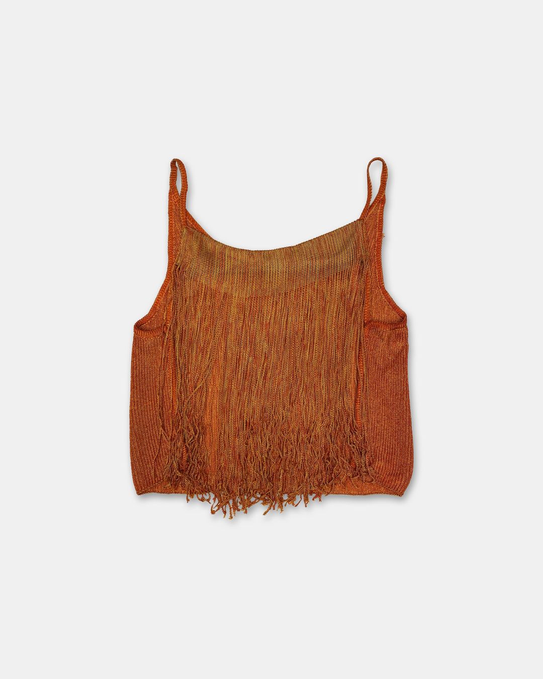 Jean Paul Gaultier Pour Equator SS1984 Spaghetti Straps Fringe Knit Top Orange by JEAN PAUL GAULTIER in size XS from TOPS category