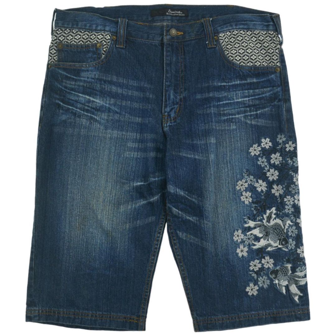 Vintage Flower Japanese Denim Shorts Size W38 by JAPANESE DENIM in size W38 from SHORTS category