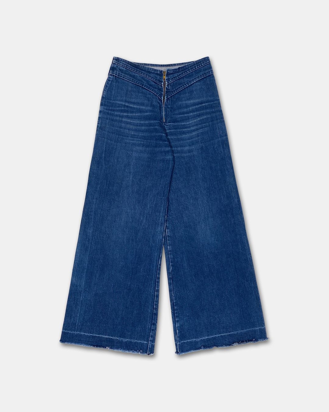 Vintage 1970s Ultra Wide Leg Denim Blue by Unknown in size S from DENIM category