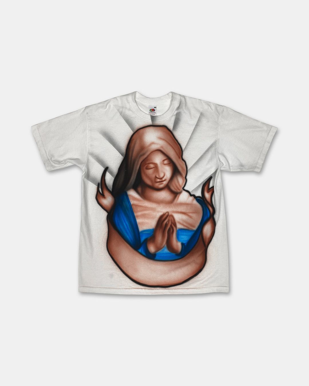 Custom 2010s Airbrush Maria Christianity T-Shirt White by Unknown in size M from TOPS category