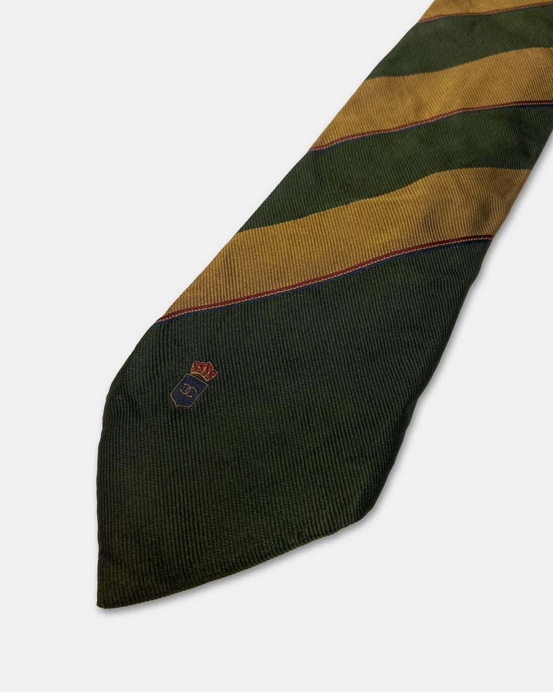 Chanel 1990s Diagonal Striped Tie Green Gold by CHANEL in size ONE SIZE from ACCESSORIES category